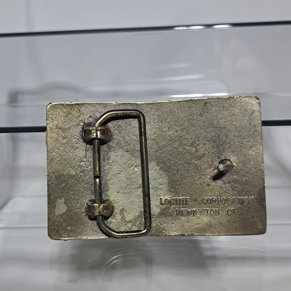 VINTAGE‎ THE GREAT AMERICAN WORKER LOCTITE CORP. BRASS BELT BUCKLE
